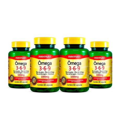 Kit 04 Ômega Triplo 3-6-9 1000Mg 60 Cápsulas Maxinutri Menor preço em Kit 04 Ômega Triplo 3-6-9 1000Mg 60 Cápsulas Maxinutri
