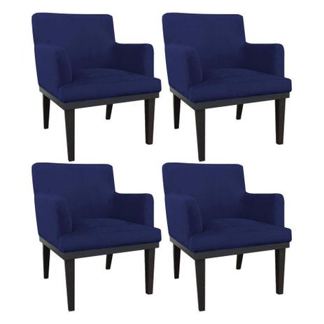 Kit 04 Poltronas Decorativa Vitória para Sala e Recepção Suede Azul Marinho - DRossi Menor preço em Kit 04 Poltronas Decorativa Vitória para Sala e Recepção Suede Azul Marinho - DRossi