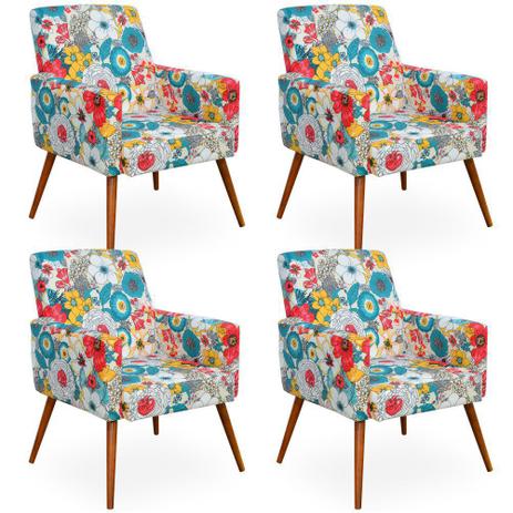 Kit 04 Poltronas Decorativas Para Sala de Estar Maria Floral Colorido - Lyam Decor - Lymdecor é ruim? Kit 04 Poltronas Decorativas Para Sala de Estar Maria Floral Colorido - Lyam Decor - Lymdecor é boa?
