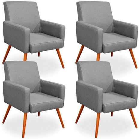 Kit 04 Poltronas Decorativas Para Sala de Estar Maria Linho Cinza Escuro - Lyam Decor - Lymdecor Menor preço em Kit 04 Poltronas Decorativas Para Sala de Estar Maria Linho Cinza Escuro - Lyam Decor - Lymdecor