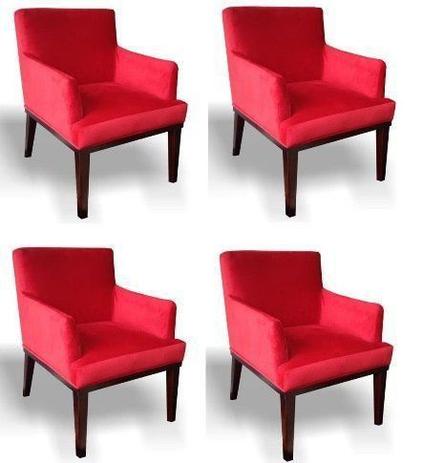 Kit 04 Poltronas Vitória Suede Vermelho - Nay estofados Menor preço em Kit 04 Poltronas Vitória Suede Vermelho - Nay estofados