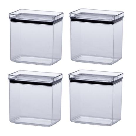 Kit 04 Potes Hermético Retangular Lumini Empilhável 1300ml - Paramount Menor preço em Kit 04 Potes Hermético Retangular Lumini Empilhável 1300ml - Paramount