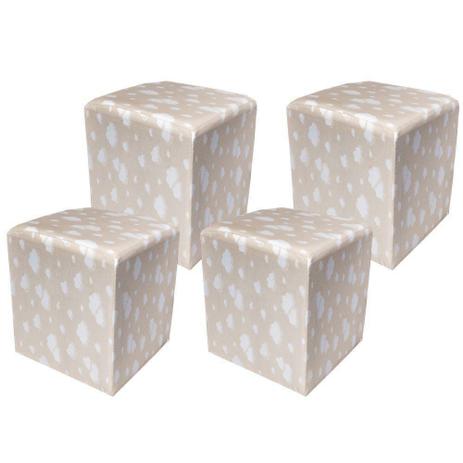 Kit 04 Puff Decorativo Dado Quadrado Estampado Nuvem Bege D44 - D'Rossi Menor preço em Kit 04 Puff Decorativo Dado Quadrado Estampado Nuvem Bege D44 - D'Rossi
