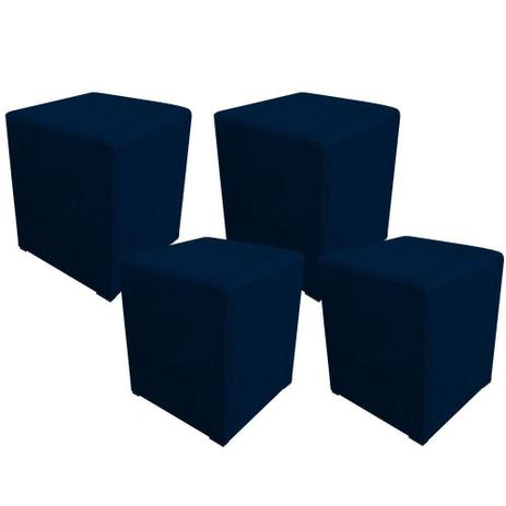 Kit 04 Puff Decorativo Dado Quadrado Suede Azul Marinho - DRossi Menor preço em Kit 04 Puff Decorativo Dado Quadrado Suede Azul Marinho - DRossi