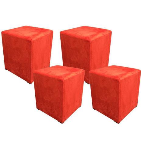 Kit 04 Puff Decorativo Dado Quadrado Suede Laranja - DRossi Menor preço em Kit 04 Puff Decorativo Dado Quadrado Suede Laranja - DRossi