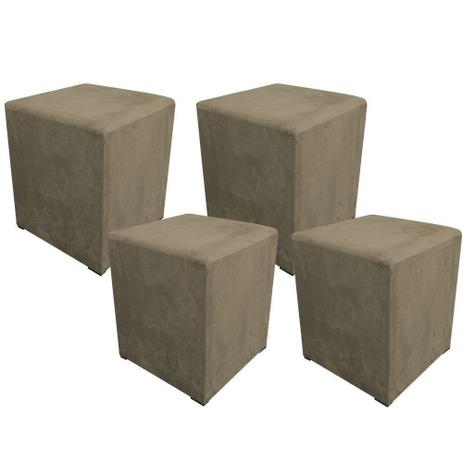 Kit 04 Puff Decorativo Dado Quadrado Suede Marrom Rato - D'Rossi Menor preço em Kit 04 Puff Decorativo Dado Quadrado Suede Marrom Rato - D'Rossi