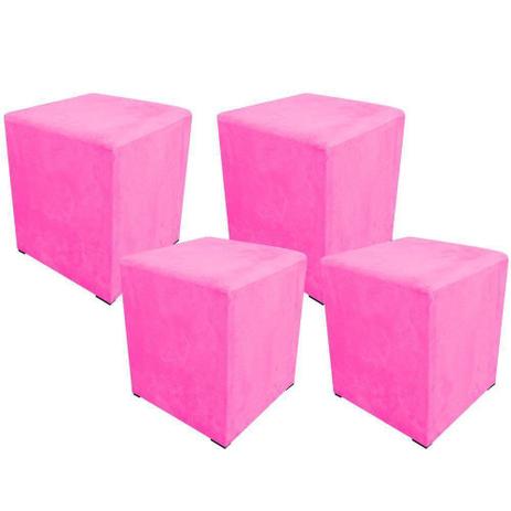 Kit 04 Puff Decorativo Dado Quadrado Suede Rosa Barbie - DRossi é boa?