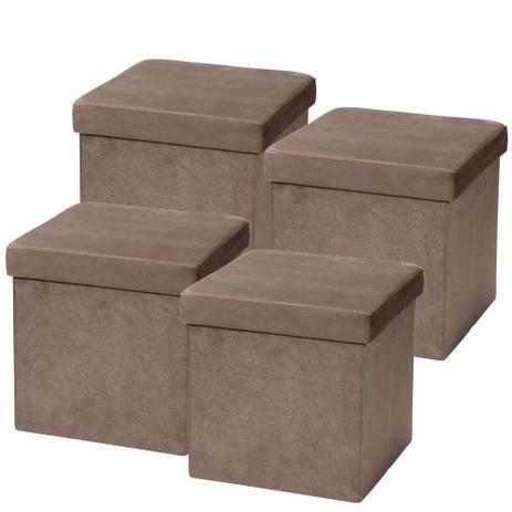 Kit 04 Puffs Baú Desmontável Para Sala Quarto Suede Marrom 38x38 - Lyam Decor Menor preço em Kit 04 Puffs Baú Desmontável Para Sala Quarto Suede Marrom 38x38 - Lyam Decor
