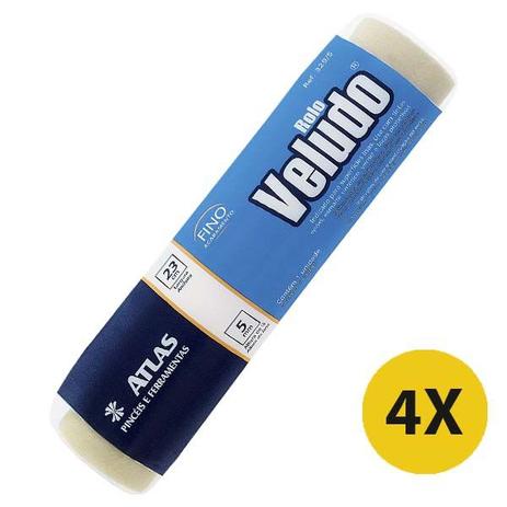 Kit 04 Rolos Veludo Atlas Tinta Epoxi e Acrilica Atlas 23cm Menor preço em Kit 04 Rolos Veludo Atlas Tinta Epoxi e Acrilica Atlas 23cm