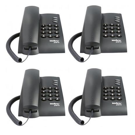 Kit 04 Telefones Com Fio Mesa ou Parede Pleno Preto Intelbras Menor preço em Kit 04 Telefones Com Fio Mesa ou Parede Pleno Preto Intelbras