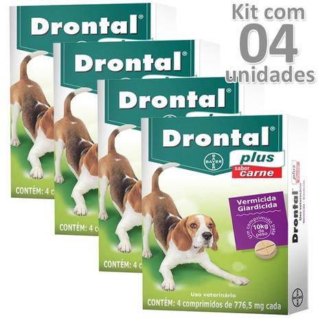 Kit 04cx vermífugo drontal plus carne cães até 10kg - Bayer Menor preço em Kit 04cx vermífugo drontal plus carne cães até 10kg - Bayer
