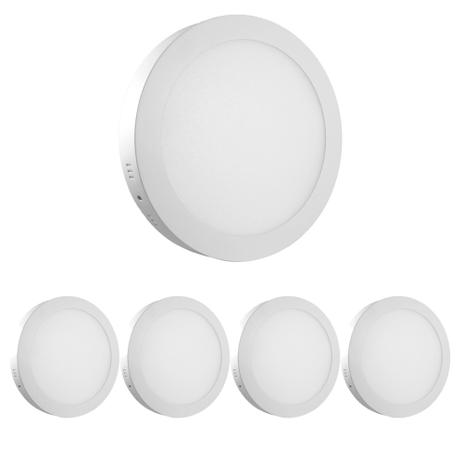 Kit 05 Painel Luminária Plafon Sobrepor LED Redondo 12w 6500k - Economax Menor preço em Kit 05 Painel Luminária Plafon Sobrepor LED Redondo 12w 6500k - Economax