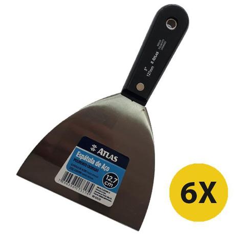 Kit 06 Espatula Massa Gesso Aço Cromado 12,7cm 5” Atlas Menor preço em Kit 06 Espatula Massa Gesso Aço Cromado 12,7cm 5” Atlas