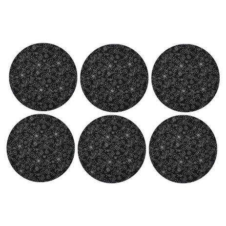 Kit 06 Sousplat Para Prato Suporte De Mesa Decorativo Preto Floral 30 cm - DRossi Menor preço em Kit 06 Sousplat Para Prato Suporte De Mesa Decorativo Preto Floral 30 cm - DRossi