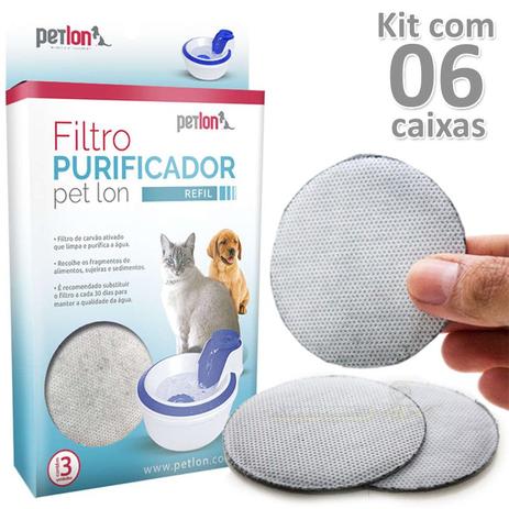 Kit 06cx filtro fonte bebedouro petlon refil 18 unidades Menor preço em Kit 06cx filtro fonte bebedouro petlon refil 18 unidades