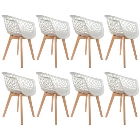 Kit 08 Cadeiras Decorativas Para Sala de Jantar Madri Com Base de Madeira E01 Branco - Lyam Decor Menor preço em Kit 08 Cadeiras Decorativas Para Sala de Jantar Madri Com Base de Madeira E01 Branco - Lyam Decor