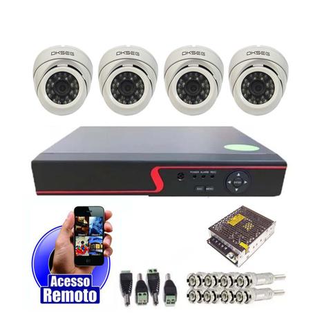 Kit 1 CFTV - DVR 4 Canais 5 em 1 + 4 Câmeras Domes + Fonte 1Amp - Dkseg é boa?