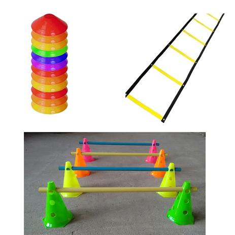 Kit 1 Escada + 10 Half Cone + 8 Cones com Barreiras Funcional Rythmoon Menor preço em Kit 1 Escada + 10 Half Cone + 8 Cones com Barreiras Funcional Rythmoon