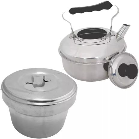Kit 1 Forma Para Pudim Alumínio E 1 Chaleira Inox 2 Litros - Nacional Menor preço em Kit 1 Forma Para Pudim Alumínio E 1 Chaleira Inox 2 Litros - Nacional