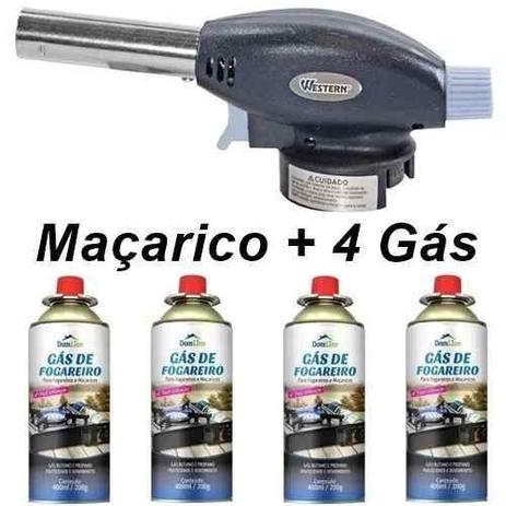 Kit 1 Maçarico Culinário Aut + 4 Latas Refil 227g - Western + nautika Menor preço em Kit 1 Maçarico Culinário Aut + 4 Latas Refil 227g - Western + nautika
