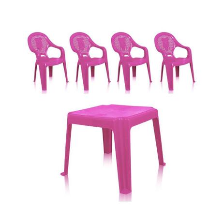 Kit 1 Mesa 45x45cm e 4 Cadeiras Decoradas Teddy Infantil Rosa - ANTARES Menor preço em Kit 1 Mesa 45x45cm e 4 Cadeiras Decoradas Teddy Infantil Rosa - ANTARES