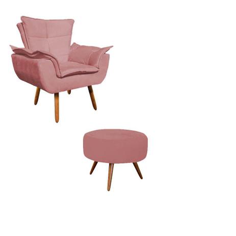 Kit 1 Poltrona Decorativa para Sala, Escritório e Recepção Opala + 1 Puff Redondo Rose - Dilar Decor Menor preço em Kit 1 Poltrona Decorativa para Sala, Escritório e Recepção Opala + 1 Puff Redondo Rose - Dilar Decor