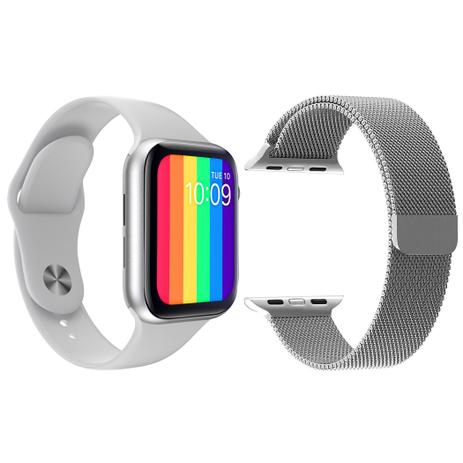Kit 1 Relógio Inteligente SmartWatch IWO12 Lite Branco Android iOS + 1 Pulseira Extra Milanese Prata - Smart Bracelet Menor preço em Kit 1 Relógio Inteligente SmartWatch IWO12 Lite Branco Android iOS + 1 Pulseira Extra Milanese Prata - Smart Bracelet