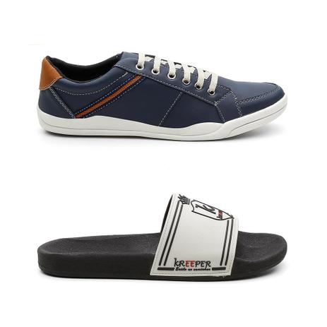 Kit 1 Sapatênis Casual 1 Chinelo Slide Sola Borracha Dia Dia - Kreeper Menor preço em Kit 1 Sapatênis Casual 1 Chinelo Slide Sola Borracha Dia Dia - Kreeper
