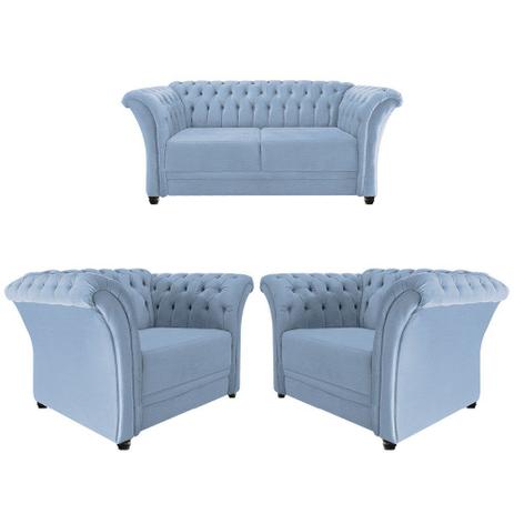 Kit 1 Sofa Recamier E 2 Poltrona Chesterfield Sofia Corano Azul Bebe Capitone Amarena Moveis Am Decor No Magalu Magazine Luiza