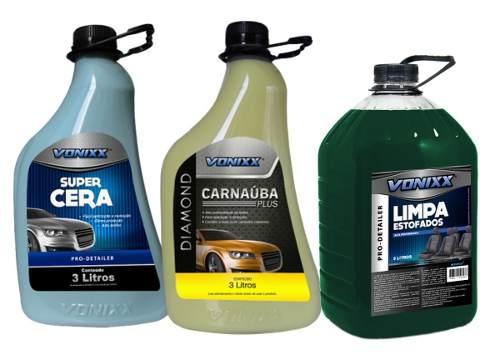 Kit 1 Super Cera 1 Carnauba Plus 3l 1 Limpa Estofados 5l Von - Vonixx Menor preço em Kit 1 Super Cera 1 Carnauba Plus 3l 1 Limpa Estofados 5l Von - Vonixx