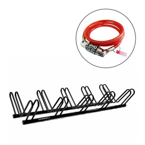 Kit 1 Suporte de Chão 5 vagas para Bicicleta + 1 Cadeado Acte Sports Vermelho para Bicicleta - Altmayer Menor preço em Kit 1 Suporte de Chão 5 vagas para Bicicleta + 1 Cadeado Acte Sports Vermelho para Bicicleta - Altmayer