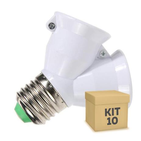 Kit 10 Adaptador Soquete LED E-27 Duplo - Iluminim led Menor preço em Kit 10 Adaptador Soquete LED E-27 Duplo - Iluminim led