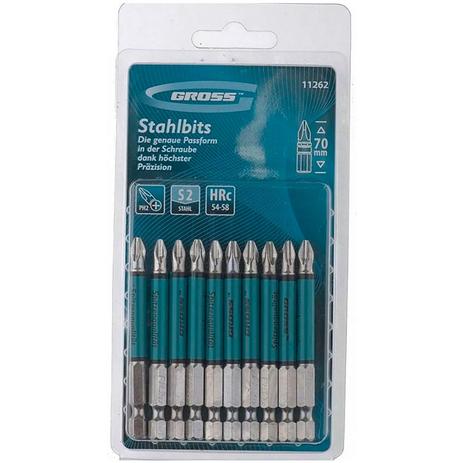 Kit 10 Bits Phillips Aço Stahl S2 PH-2 de 70mm 11262 Gross Menor preço em Kit 10 Bits Phillips Aço Stahl S2 PH-2 de 70mm 11262 Gross