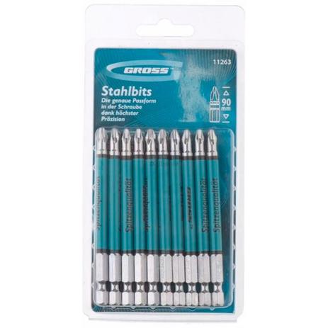 Kit 10 Bits Phillips Encaixe e Ponta 1/4 Pol. 90mm PH2 11263 - Gross Menor preço em Kit 10 Bits Phillips Encaixe e Ponta 1/4 Pol. 90mm PH2 11263 - Gross