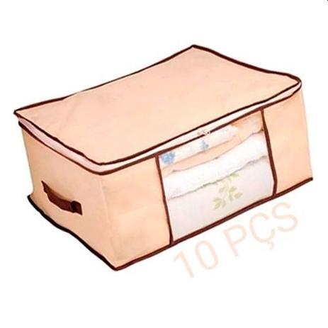 Kit 10 Caixa Organizadora Multiuso TNT Flexível 60x45x30 cm - Kehome Menor preço em Kit 10 Caixa Organizadora Multiuso TNT Flexível 60x45x30 cm - Kehome