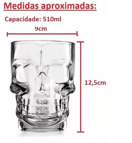 Kit 10 Canecas De Vidro Caveira 510ml Cerveja Chopp - Abl Menor preço em Kit 10 Canecas De Vidro Caveira 510ml Cerveja Chopp - Abl