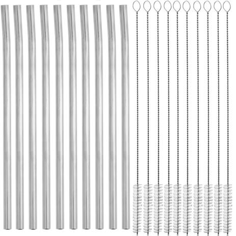 Kit 10 Canudos Inox Sustentável 6,3mm Reto Com 10 Escovinhas com 19cm - Zanline Menor preço em Kit 10 Canudos Inox Sustentável 6,3mm Reto Com 10 Escovinhas com 19cm - Zanline