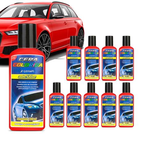 Kit 10 Cera Colorshine Vermelha Clara Autoshine 140ml Menor preço em Kit 10 Cera Colorshine Vermelha Clara Autoshine 140ml