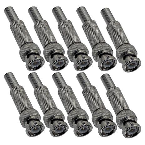 Kit 10 Conector CFTV BNC Mola - Generico Menor preço em Kit 10 Conector CFTV BNC Mola - Generico