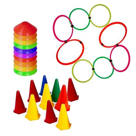 Kit 10 Cones + 10 Half Cone + 8 Argolas Funcional Rythmoon Menor preço em Kit 10 Cones + 10 Half Cone + 8 Argolas Funcional Rythmoon