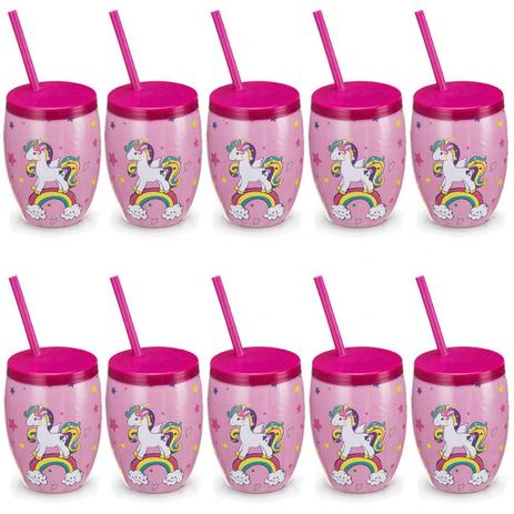 Kit 10 Copos com Ilustracao de Unicornio 650 Ml Rosa Injetemp Menor preço em Kit 10 Copos com Ilustracao de Unicornio 650 Ml Rosa Injetemp