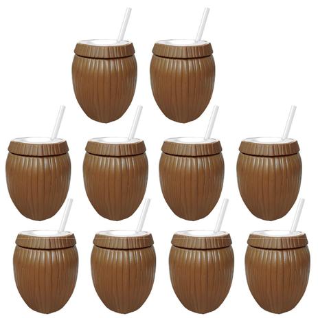 Kit 10 Copos de Coco Marrom 850 Ml Injetemp Menor preço em Kit 10 Copos de Coco Marrom 850 Ml Injetemp
