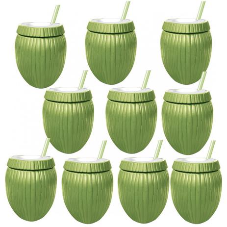 Kit 10 Copos de Coco Verde com Canudo 800 Ml Injetemp Menor preço em Kit 10 Copos de Coco Verde com Canudo 800 Ml Injetemp
