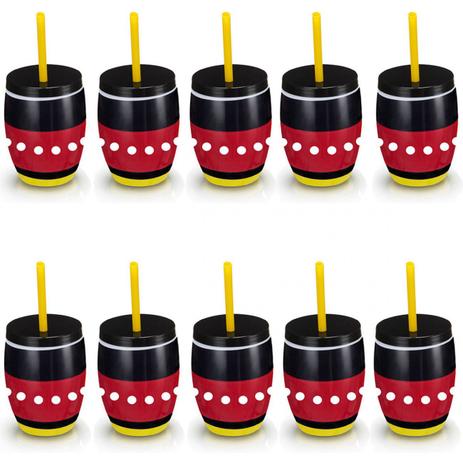 Kit 10 Copos Mimo com Canudo 650 Ml Vermelho, Preto e Amarelo Injetemp Menor preço em Kit 10 Copos Mimo com Canudo 650 Ml Vermelho, Preto e Amarelo Injetemp