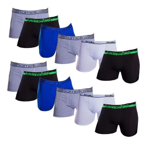 Kit 10 Cuecas Boxer Plus Size Somellos MicroFibra Cores Lisa Menor preço em Kit 10 Cuecas Boxer Plus Size Somellos MicroFibra Cores Lisa