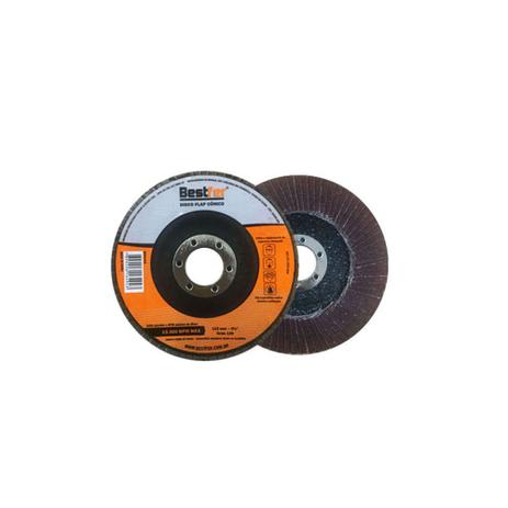 Kit 10 Discos Flap Grão 120 Cônico para Desbaste 4 1/2” Bestfer BFH1315 Menor preço em Kit 10 Discos Flap Grão 120 Cônico para Desbaste 4 1/2” Bestfer BFH1315