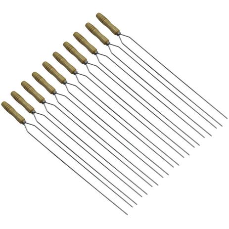 Kit 10 Espetos Duplos Churrasco Aperitivos 85cm - Aço Cromado - Wp connect Menor preço em Kit 10 Espetos Duplos Churrasco Aperitivos 85cm - Aço Cromado - Wp connect