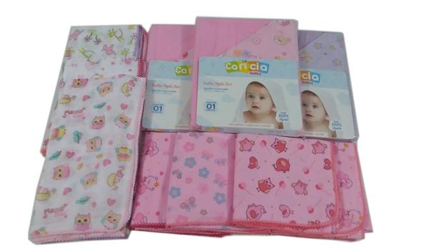 Kit 10 Fraldas 4 Cueiros 3 Toalhas capuz dupla face menina - Dugu Menor preço em Kit 10 Fraldas 4 Cueiros 3 Toalhas capuz dupla face menina - Dugu