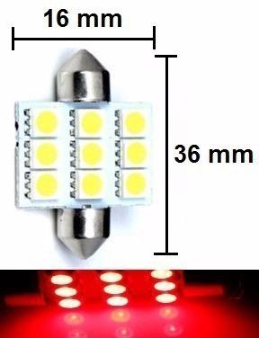 Kit 10 Lampada Torpedo C5w 9 Led Vermelho 36 Mm 5050 12v - Mfl Menor preço em Kit 10 Lampada Torpedo C5w 9 Led Vermelho 36 Mm 5050 12v - Mfl