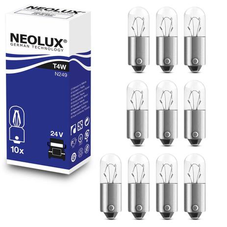 Kit 10 Lâmpadas Halógena T4W 3200K 4W 24V Neolux Standard Luz de Posição Freio Seta e Neblina Menor preço em Kit 10 Lâmpadas Halógena T4W 3200K 4W 24V Neolux Standard Luz de Posição Freio Seta e Neblina